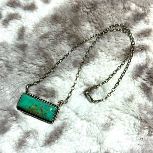 Authentic Navajo turquoise bar necklace